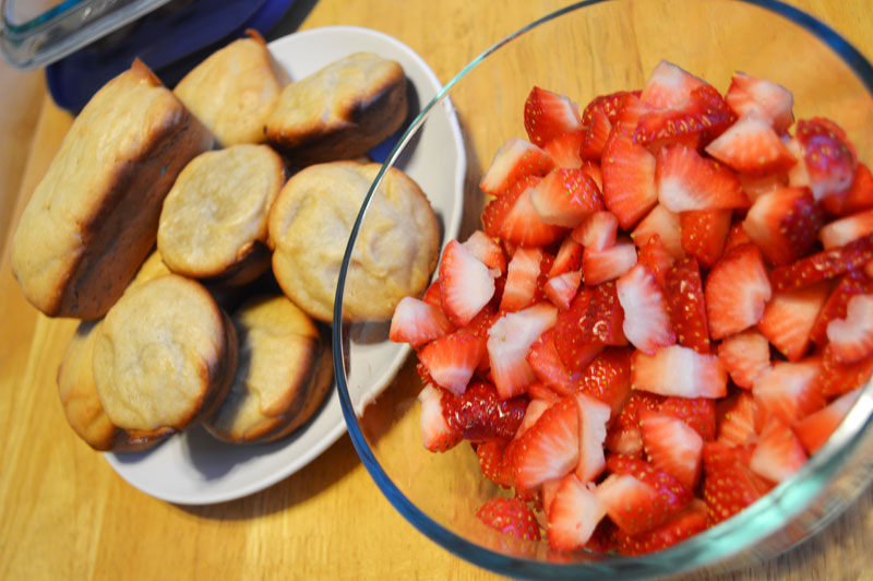 Mini Almond Pound Cakes with Strawberries and Coconut Cream Sauce