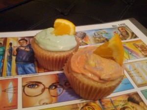 Unexpected twists: Mint on the left, orange swirl on the right.