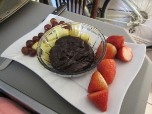 chocolate cardamom dip with fruit