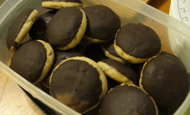 dark choclate topped cardamom cookies