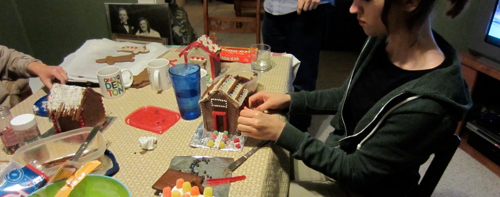 Taylor gingerbread house building