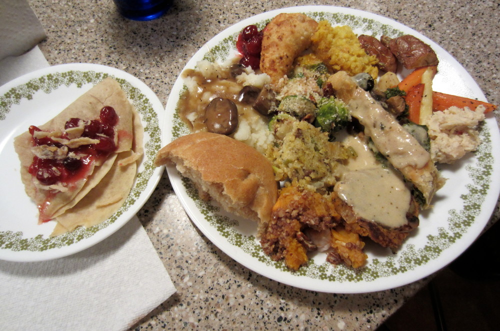 Vegan Thanksgiving plate of food