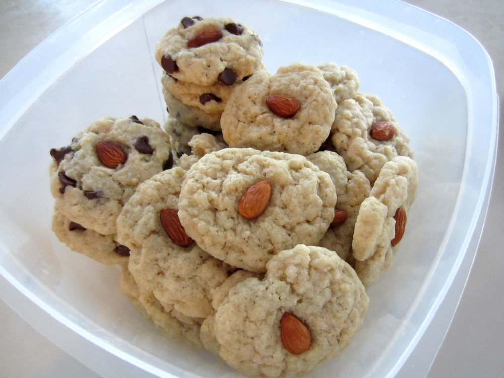 almond and chocolate chip cookies