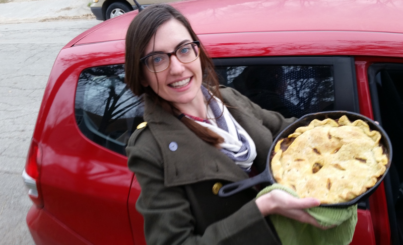 Michelle with cast iron pie