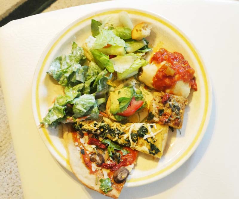 vegan pizza buffet plate