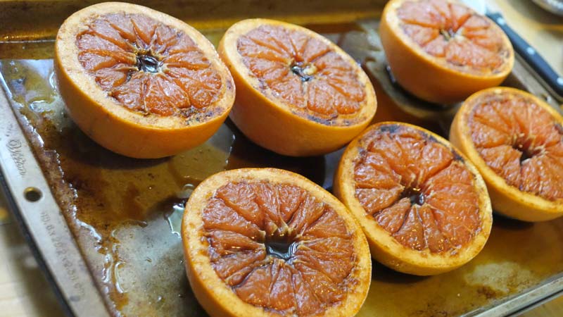 baked grapefruits with brown sugar