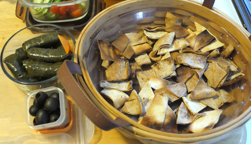 dolmas and pita chips