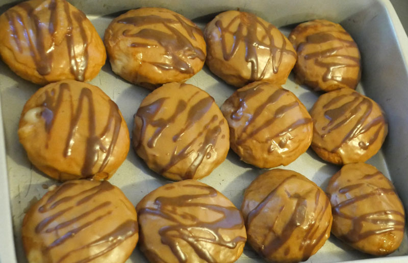 vegan maple glazed cream filled donuts