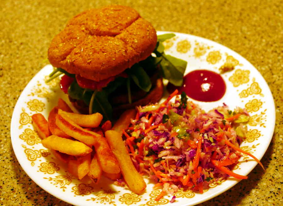 vegan bacon cheeseburger