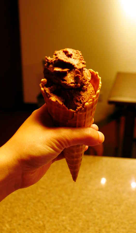 vegan chocolate date ice cream cone