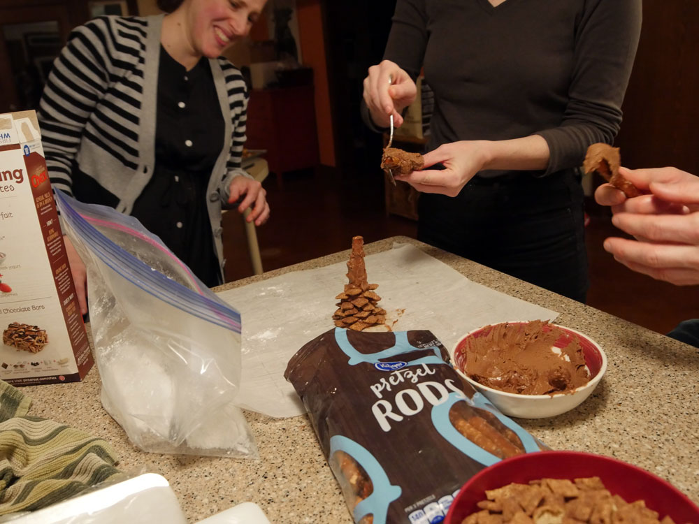 making chocolate pine cones