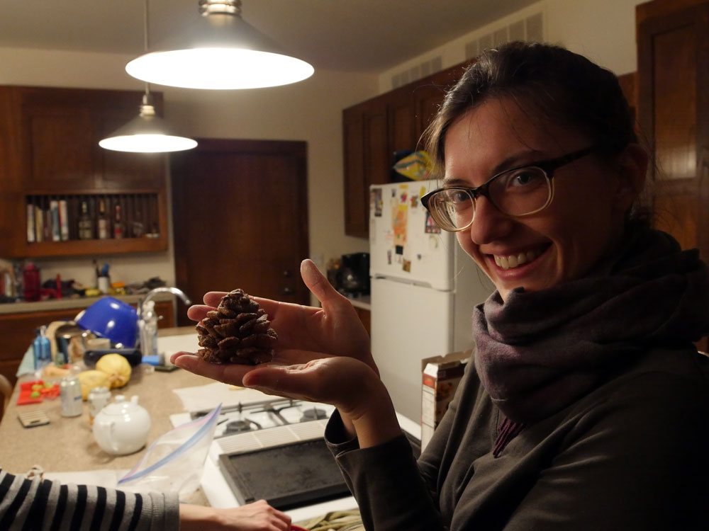 Michelle and chocolate pine cone