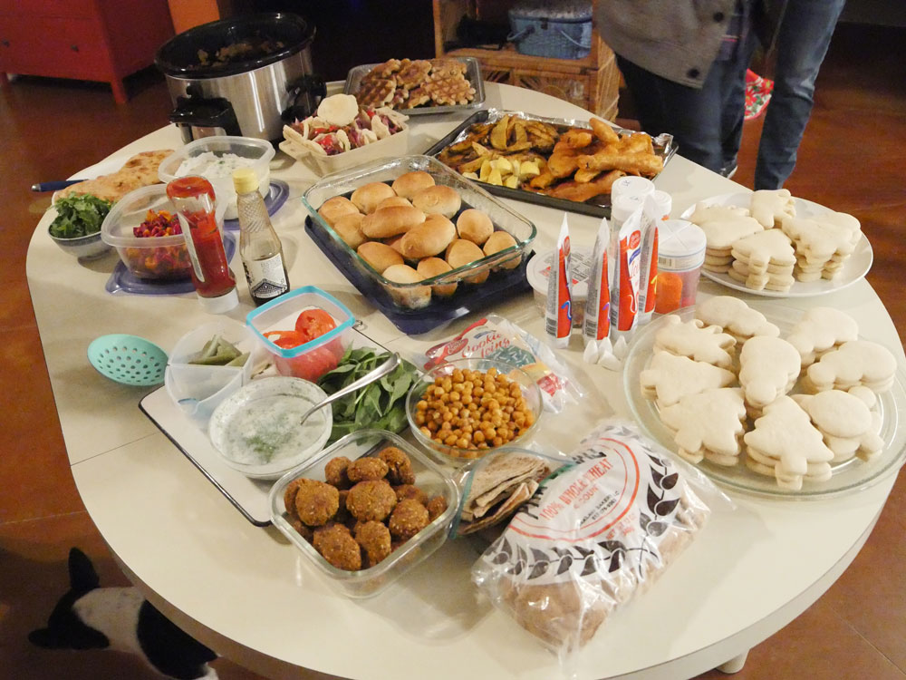 table of vegan street food