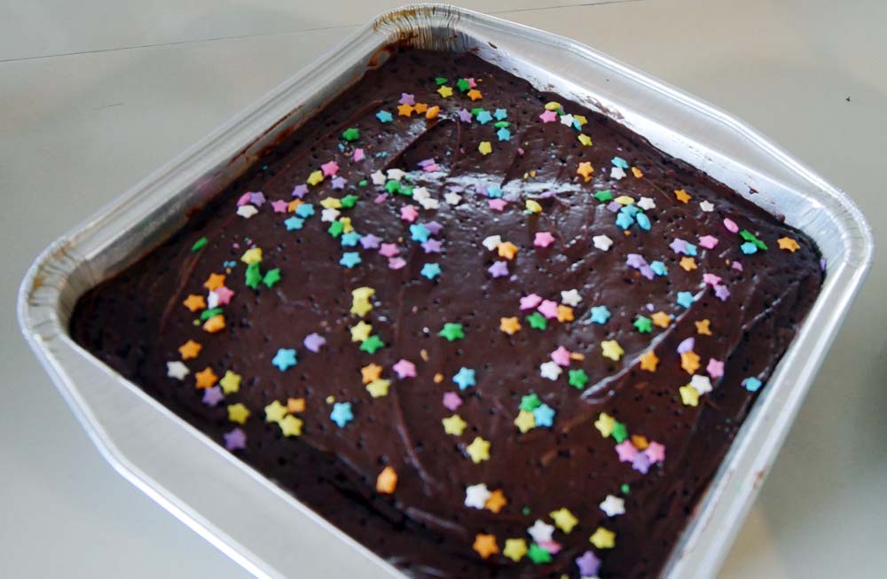 vegan chocolate sprinkles cake