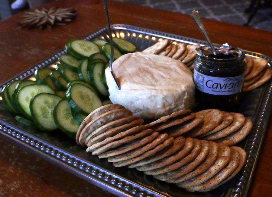 vegan brie and caviar platter