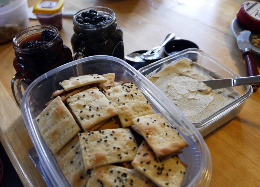 pickled berries and crackers