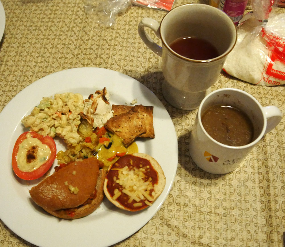 plate of vegan food and drinks