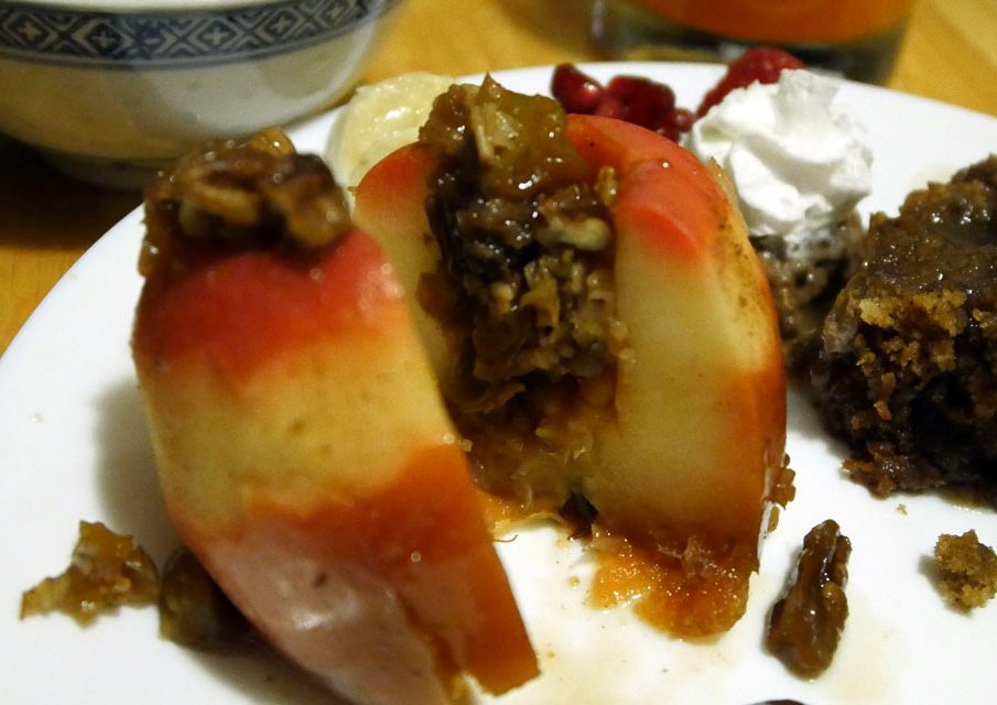 stuffed apple and sticky toffee pudding