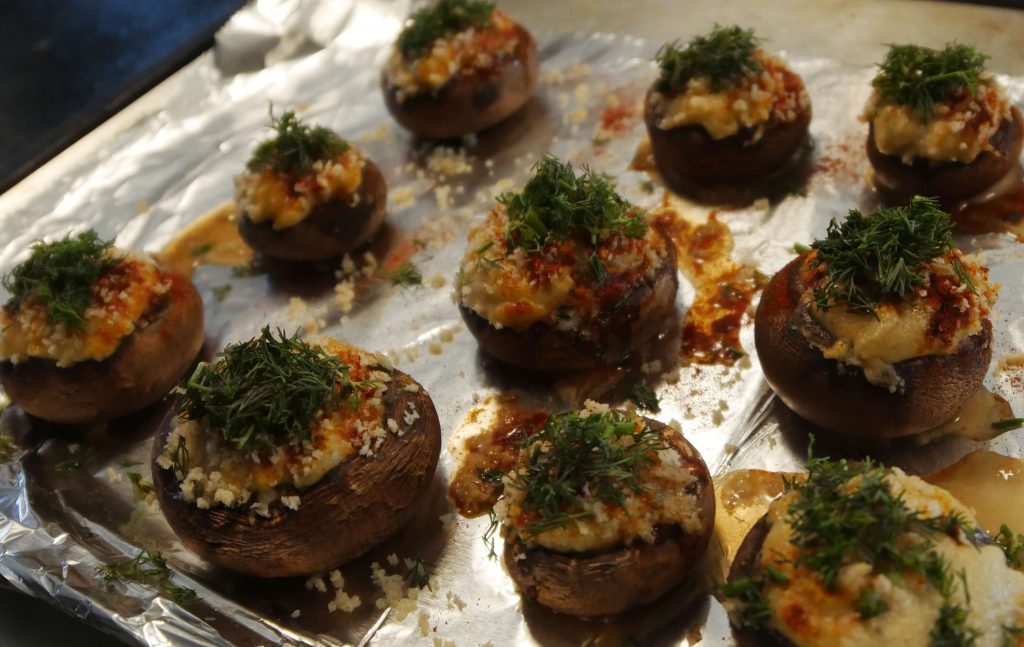 vegan cheese stuffed mushrooms