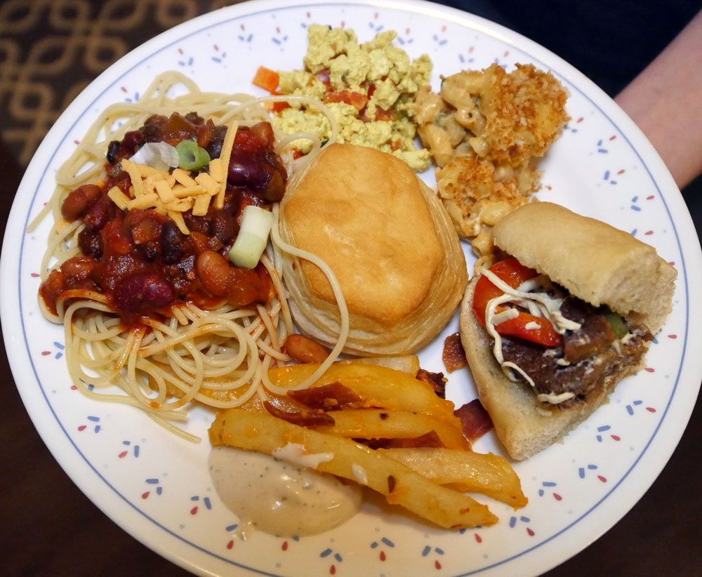 plate of vegan diner foods