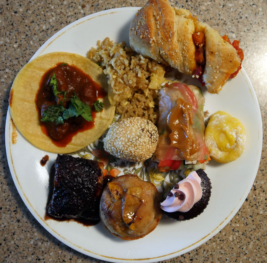 plate of vegan foods with fillings