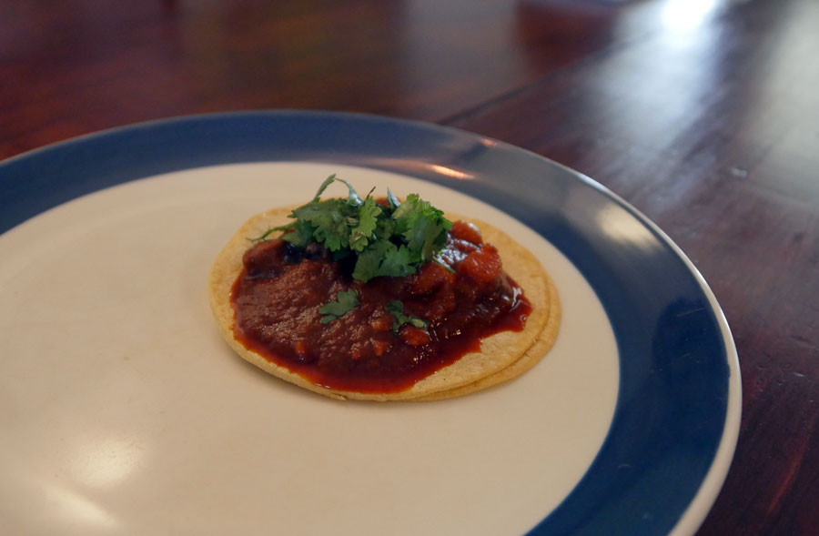 vegan chile colorado taco