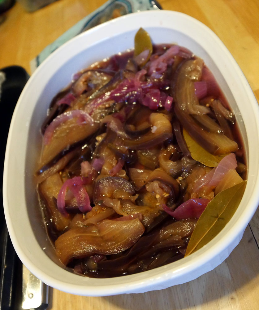 vegan pickled "herring"