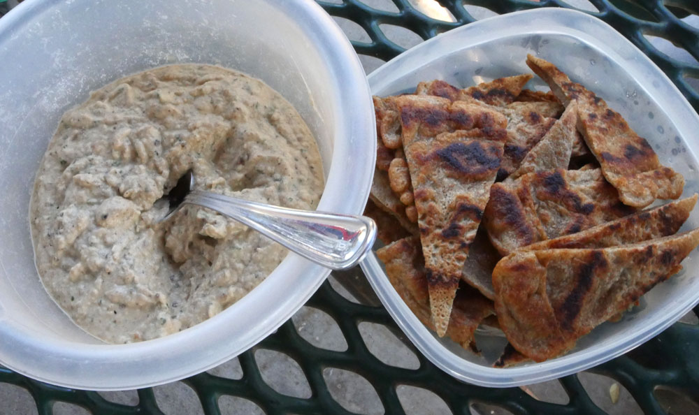 baba ghanoush and bread