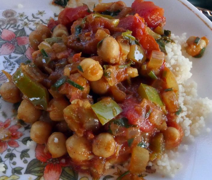 chickpea tagine on couscous