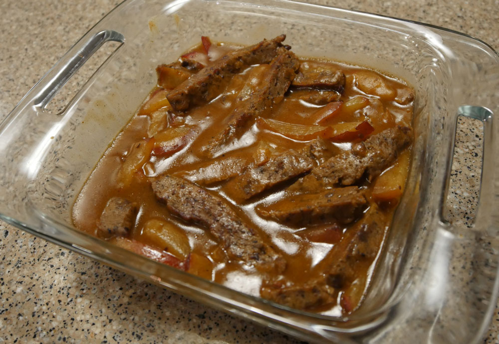 seitan and plum in gravy