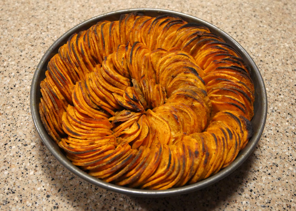 curry sweet potato slices