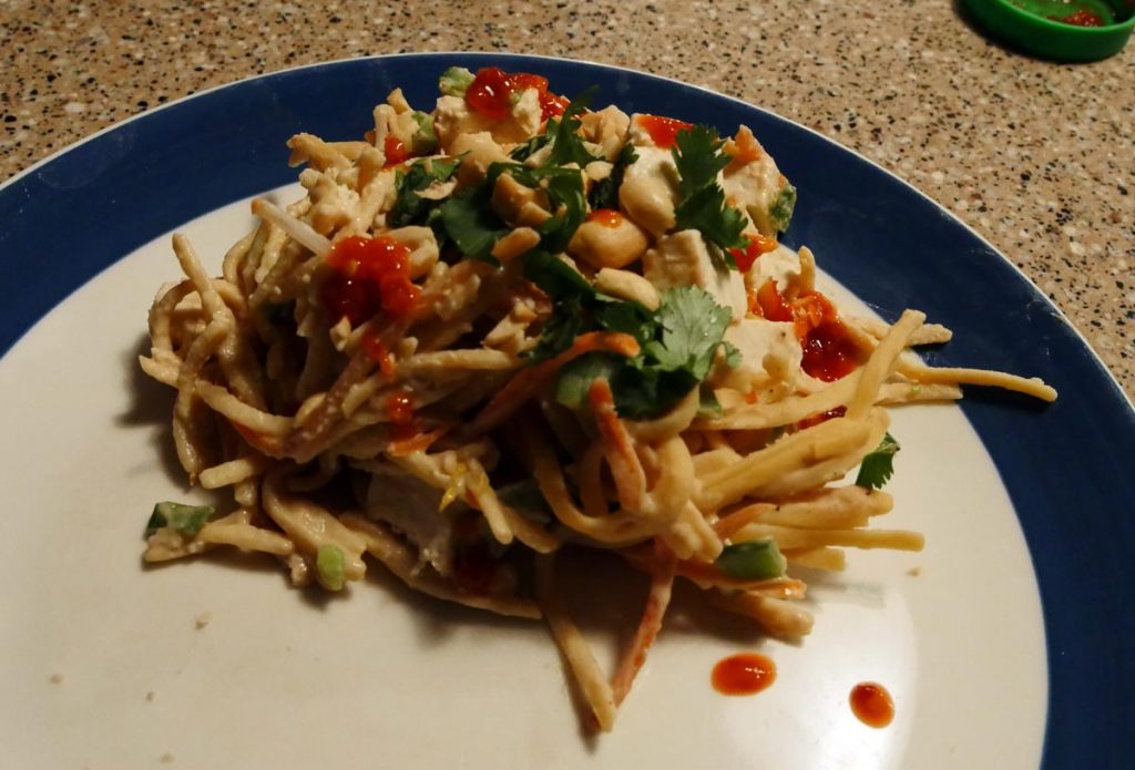 veagan peanut noodles on a plate