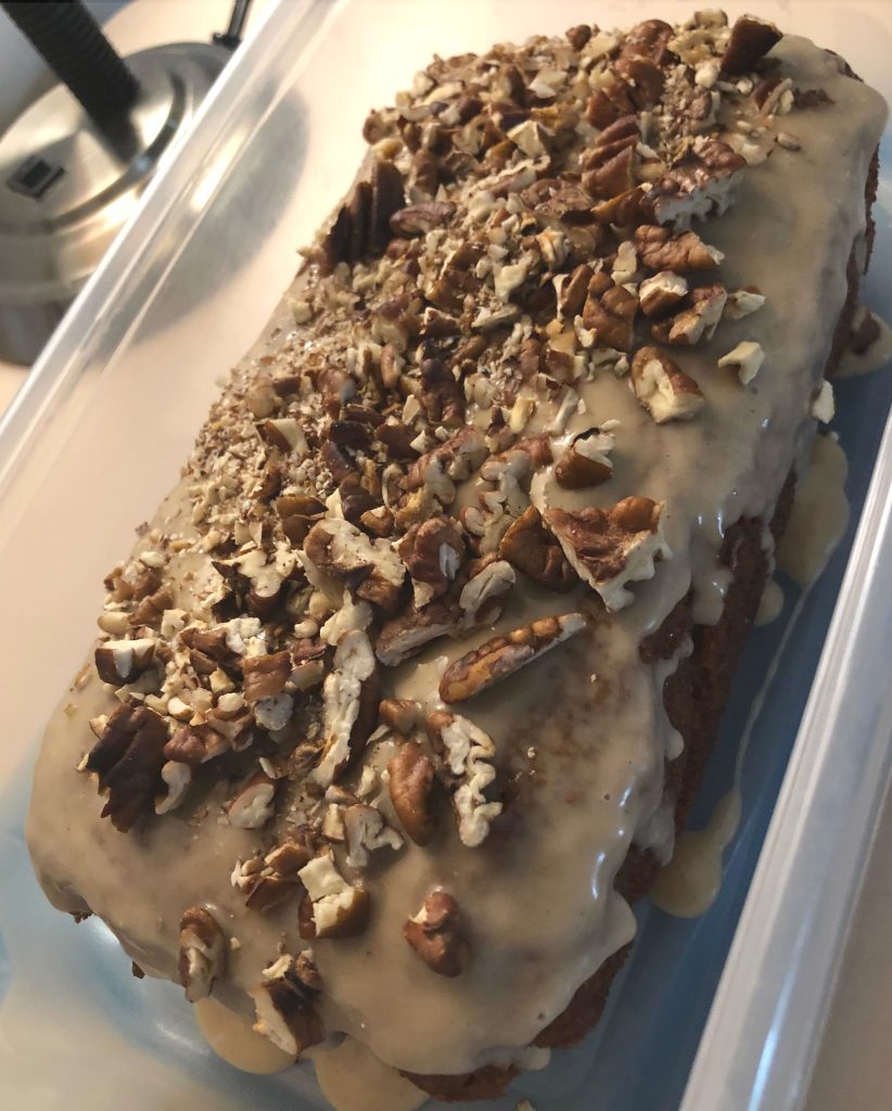 glazed vegan apple cider cake with nuts