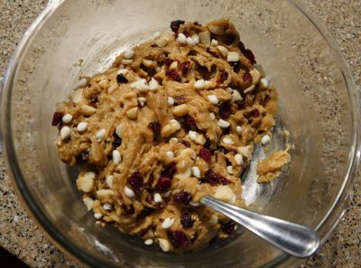 vegan white chocolate chip macadamia cranberry cookie dough