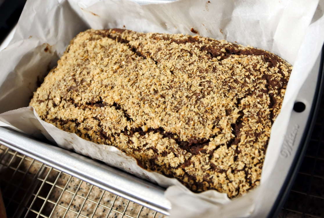 loaf of vegan chocolate yellow squash bread