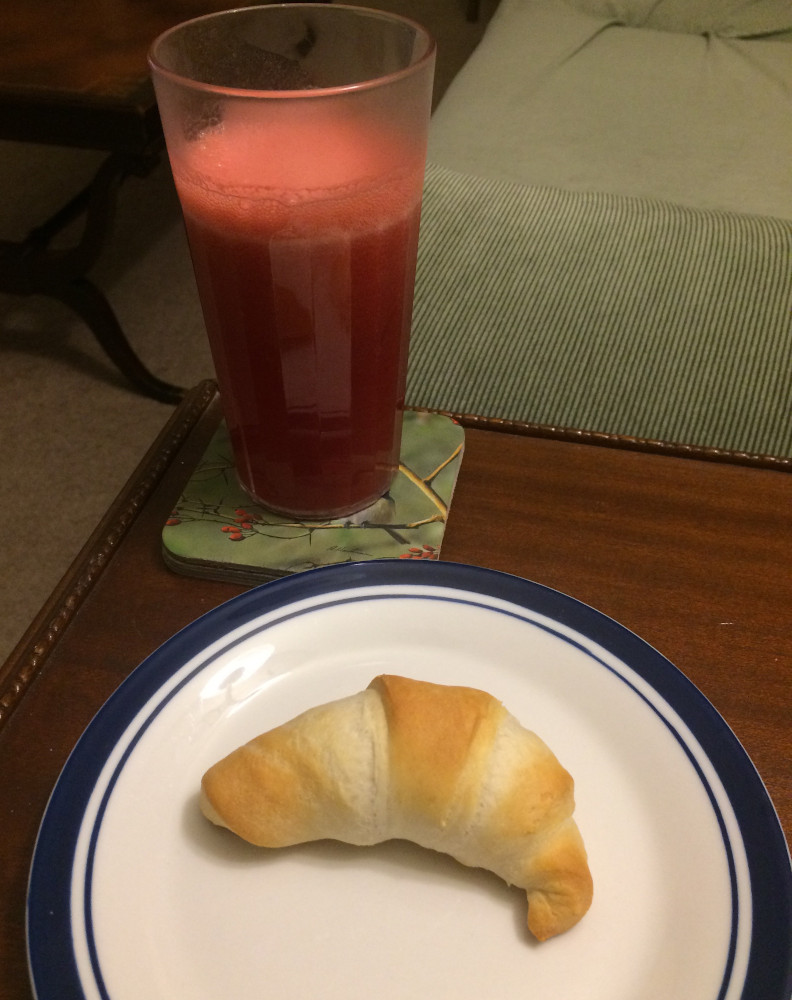 June Bug Mocktail and crescent roll