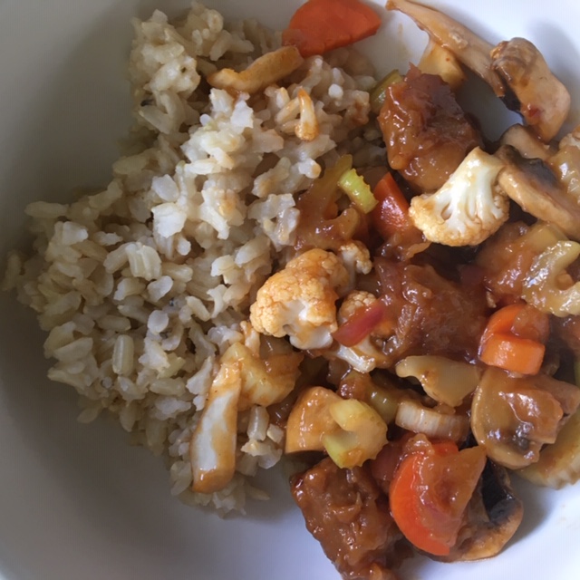 porkless bites stir fry with rice