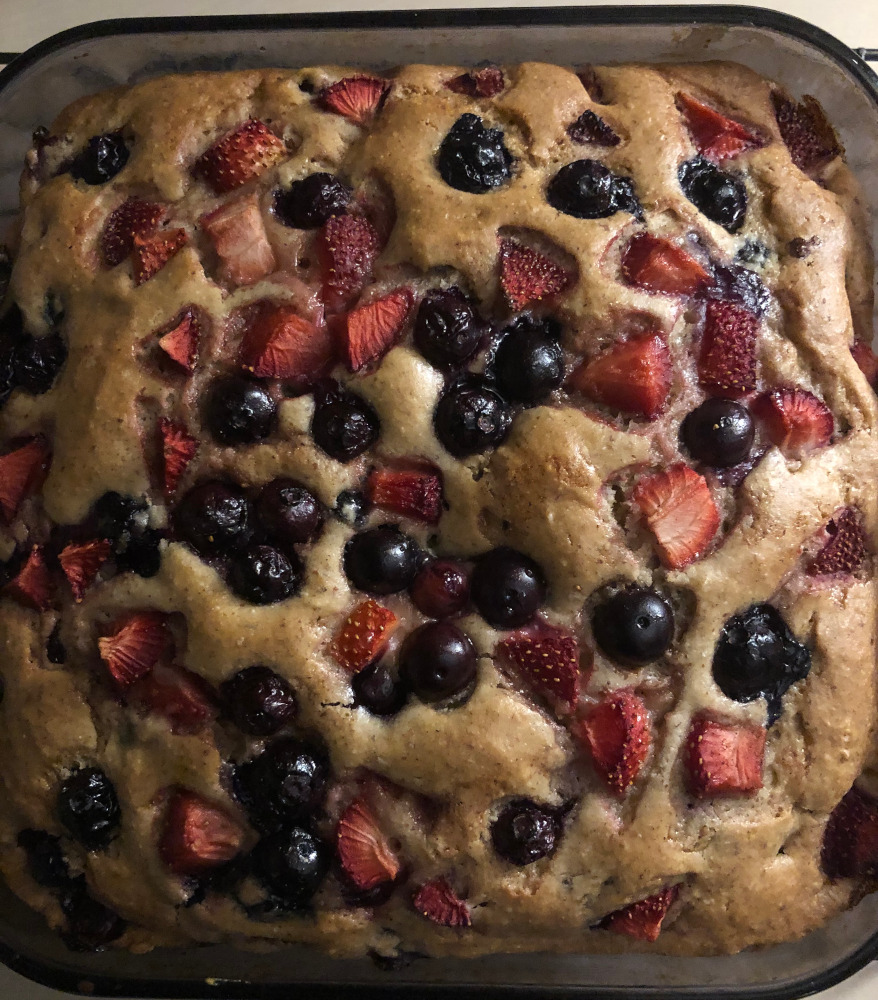 summer fruit buckle cake