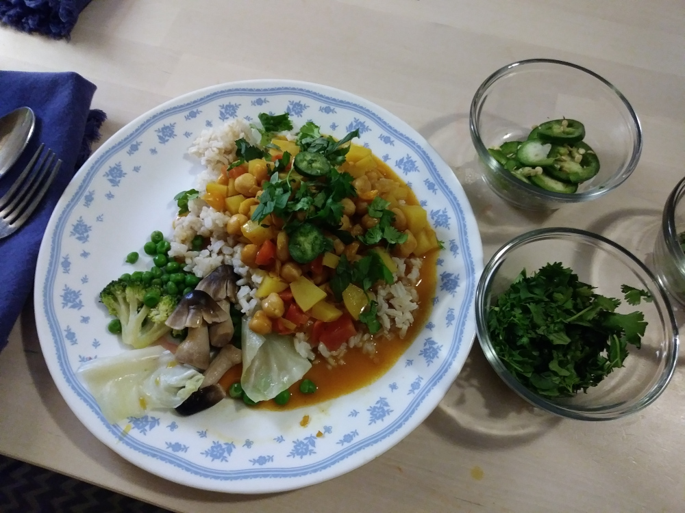 minted potato and chickpea curry