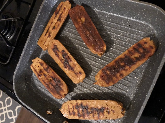 grilled vegan frankfurter