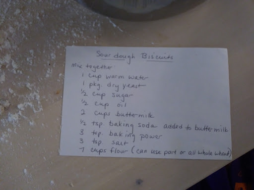 Slynn's Mom's sourdough biscuit recipe side 1