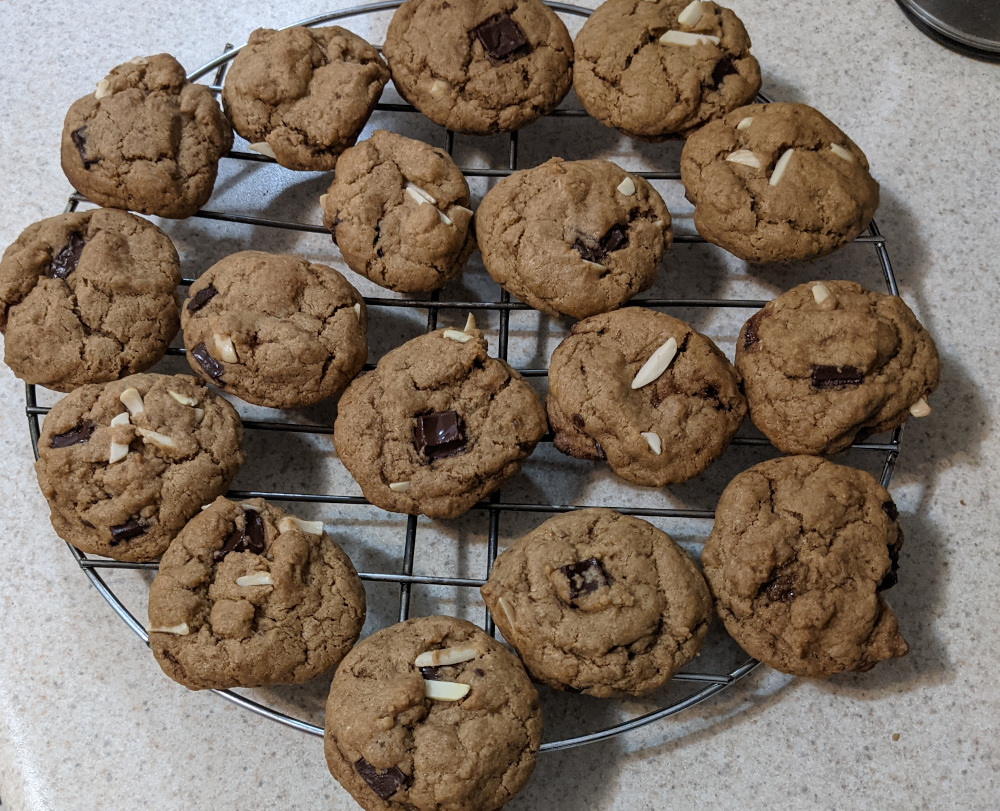 vegan chocolate chip almond cookies
