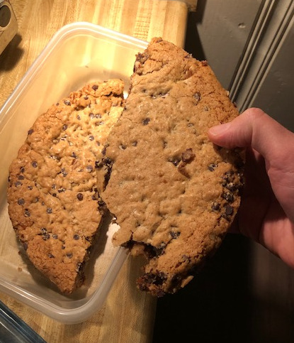 giant vegan chocolate chip cookie