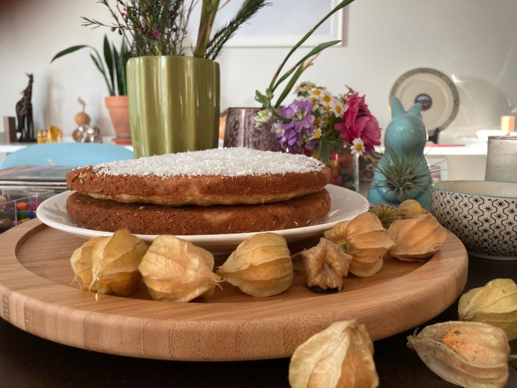 coconut cake in the kitchen