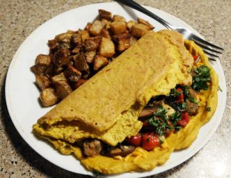 vegan omelette with home fries