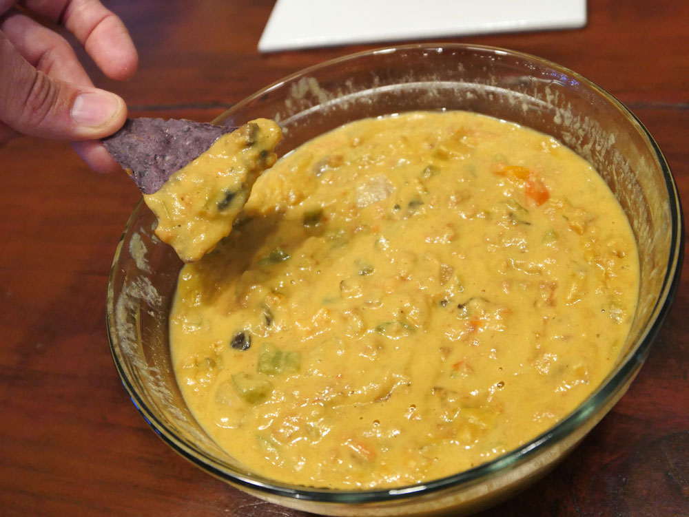 blue chip coming out of vegan queso