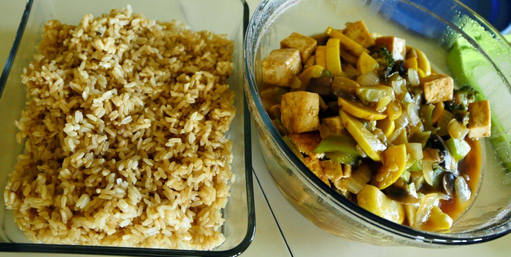 tofu veggie stir fry with brown rice