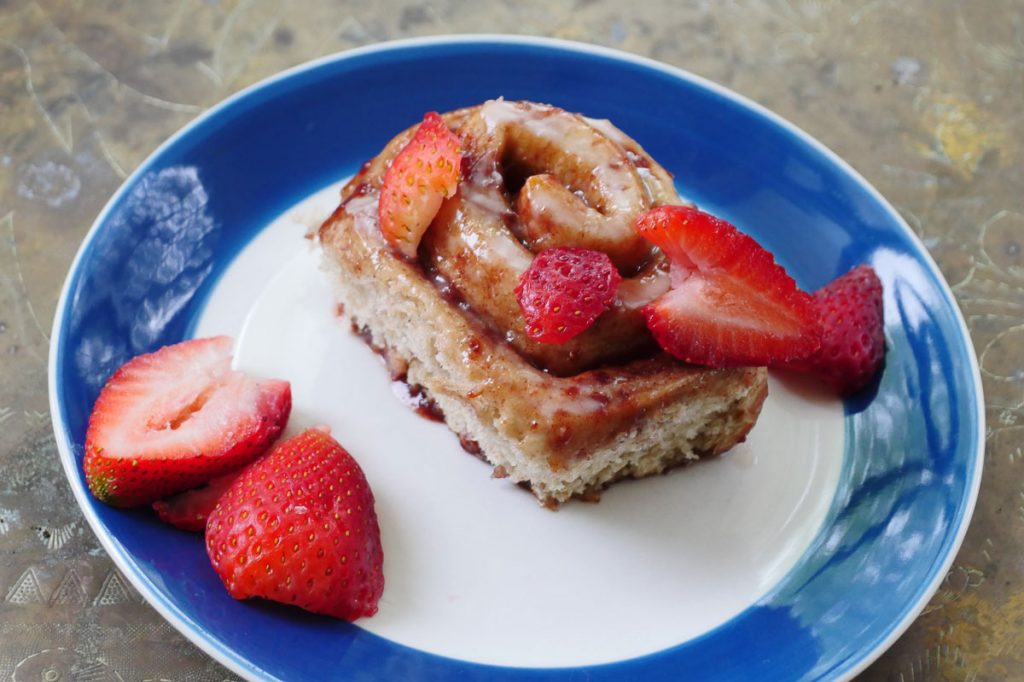 vegan strawberry cinnamon roll