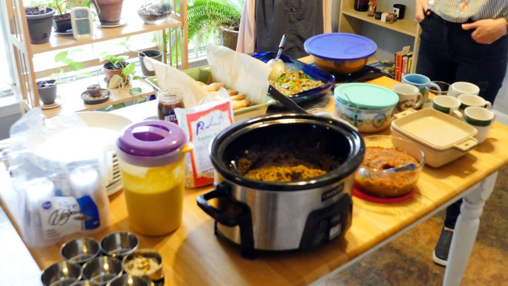 table of vegan Indian food