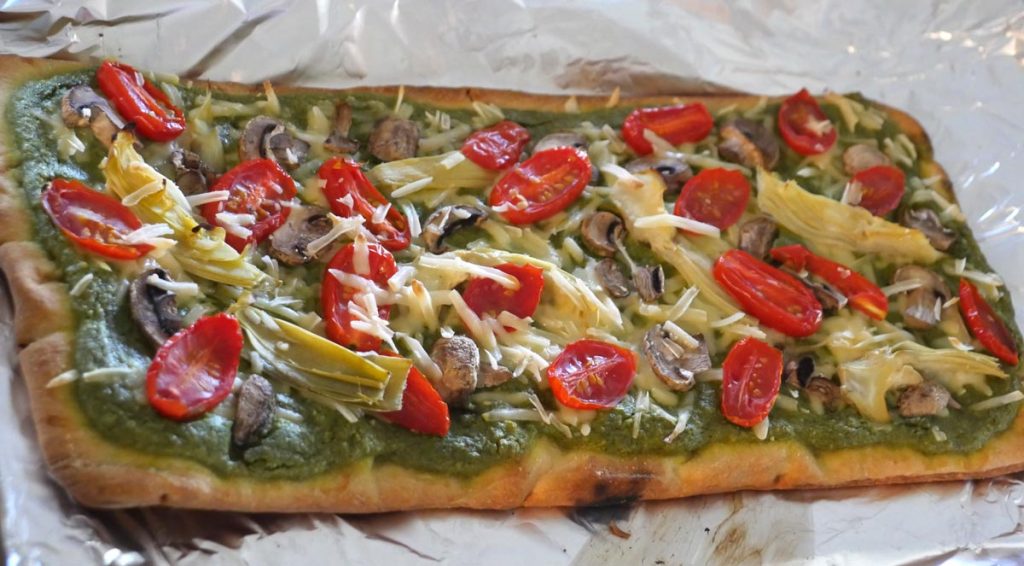 vegan pesto flatbread